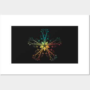 Rainbow abstract flower star design 12 Posters and Art